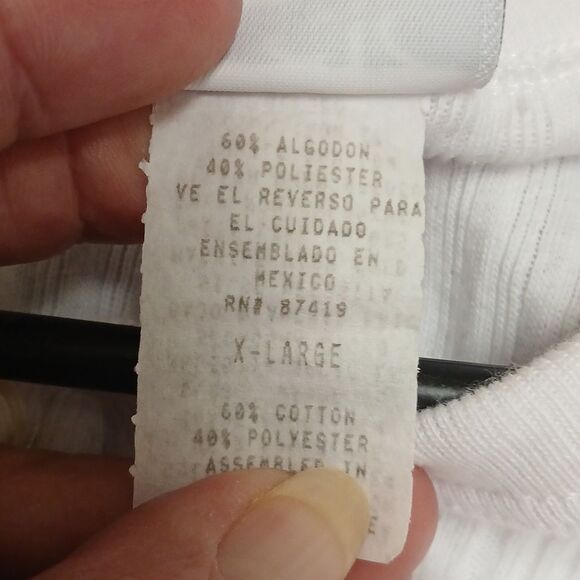 Basic Editions White Button-Up Short Sleeve Mid Cropped Short Sleeve Sweater XL - Picture 6 of 7